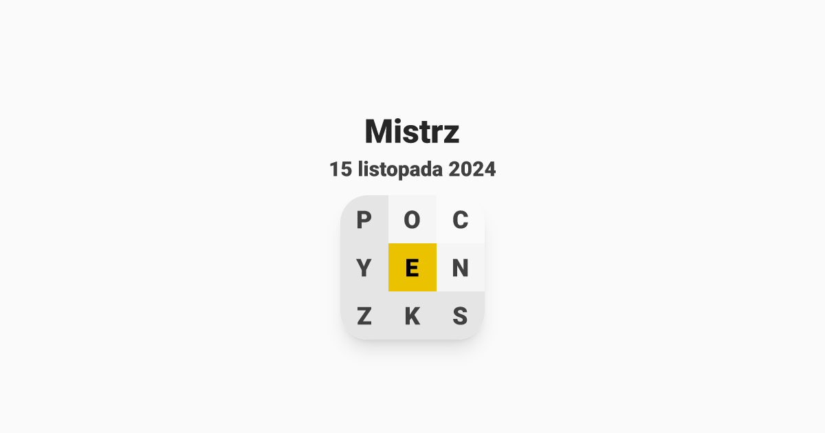 Mój poziom to Mistrz, Literada z dnia piątek, 15 listopada 2024 