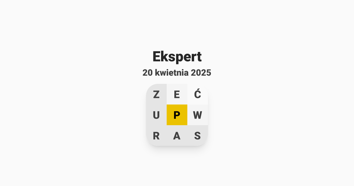Mój poziom to Ekspert, Literada z dnia niedziela, 20 kwietnia 2025 