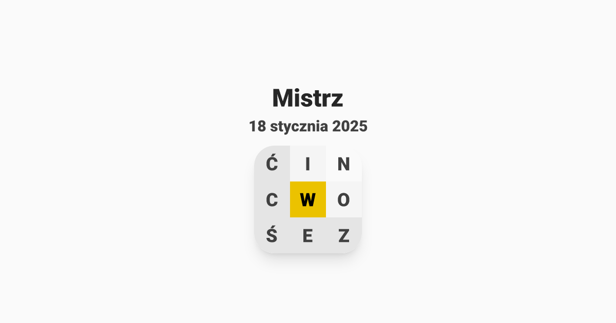 Mój poziom to Mistrz, Literada z dnia sobota, 18 stycznia 2025 